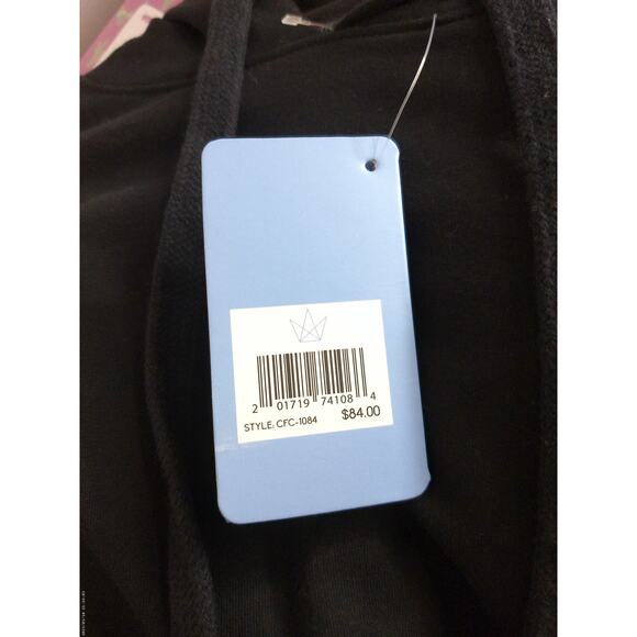 Chick NYC Womens Black Neon Asymetric Logo Hoodie Sweatshirt Size XS New - Picture 5 of 7